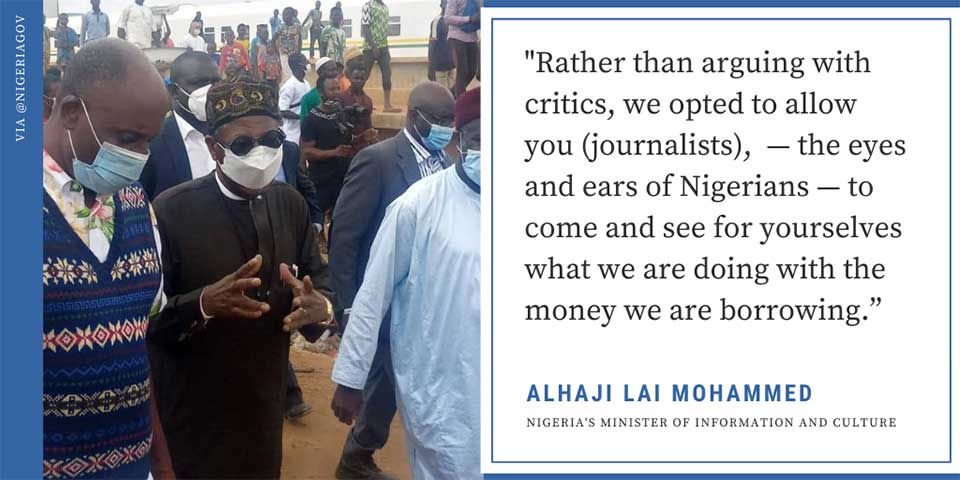         
        
            
            
        
    Nigerian Ministers Take Press on Tour of Lagos-Ibadan Railway Construction Site to Show Them Chinese Loans Are Being Put to Good Use