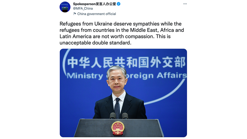         
        
            
            
        
    China Calls Out European Racism Against Non-White Refugees While at the Same Time Displaying a Bit of Chutzpah of Its Own
