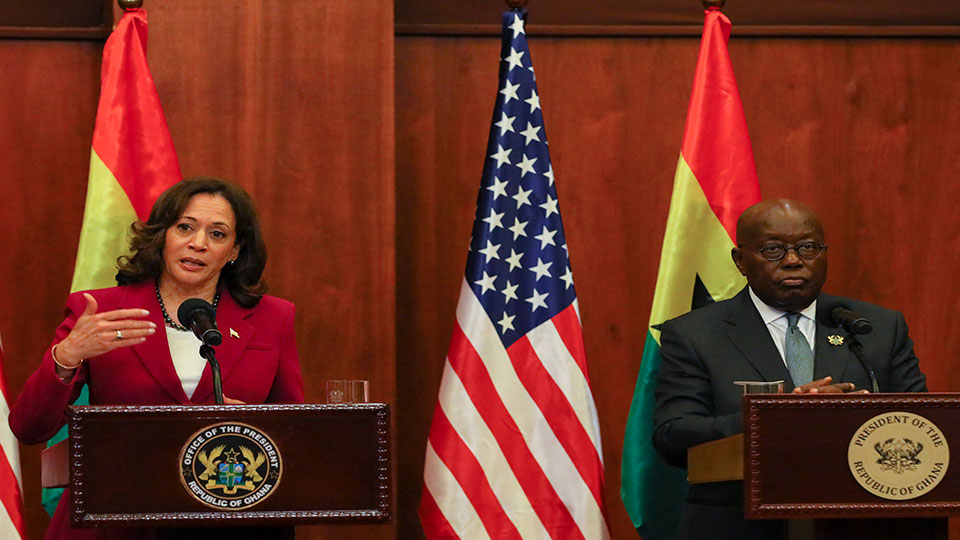         
        
            
            
        
    Harris Arrives in Zambia Where China Questions Will Loom Much Larger Than in Ghana