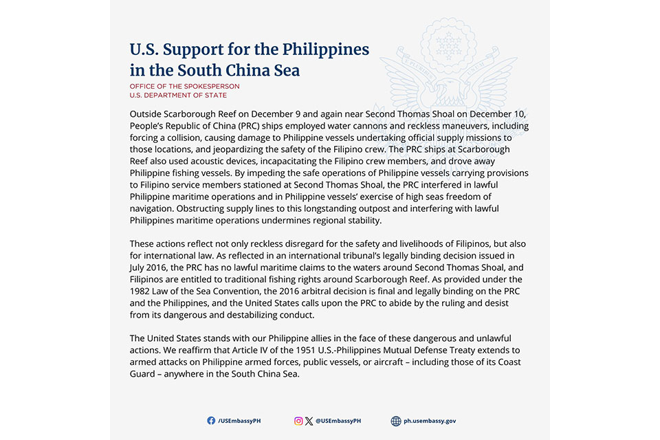         
        
            
            
        
    China’s ‘Aggression’ Against Philippines in South China Sea Stokes Rare Response From State Department