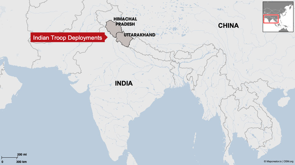 India Deploys 10,000 Troops to Chinese Border, Beijing Says Move ‘Not Conducive to Easing Tensions’
