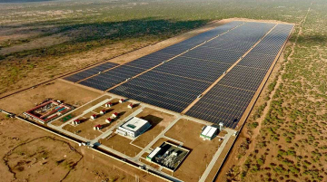 An aerial photo taken on Feb. 15, 2019 shows the Garissa Solar Power Plant in northeastern Kenya.
