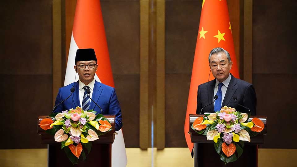 At their first-ever 2+2 ministerial-level dialogue, China and Indonesia marked 75 years of diplomatic ties with warm words and ceremonial handshakes at the prestigious Diaoyutai Guesthouse and missed discussing Aukus.