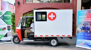 The Alpha eMobility ambulance e-tricycle launched in Nairobi this week. The company is targeting to expand into other African countries through partnerships. Photo: Alpha eMobility