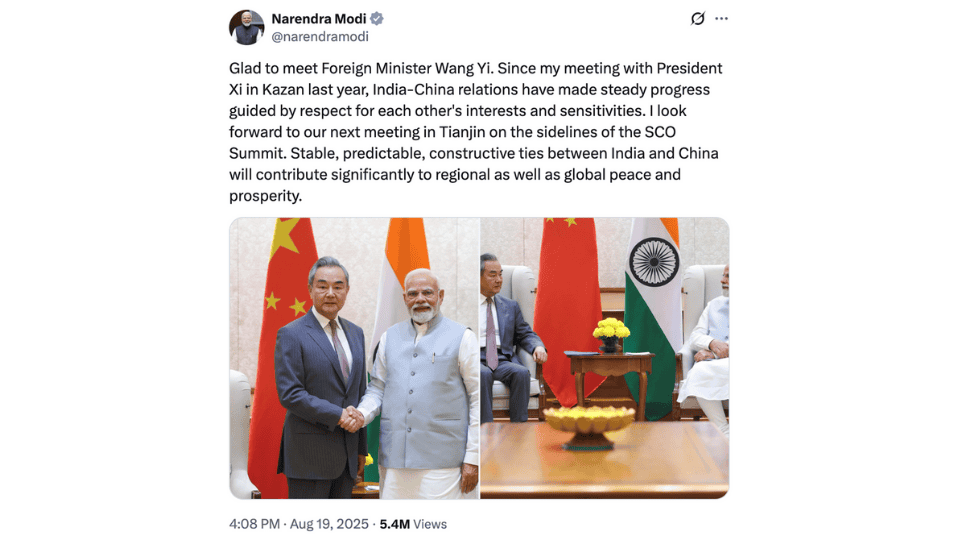         
        
            
            
        
    India and China Move Closer Together Following Wang-Modi Meeting