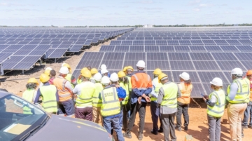 A team of technicians at the Chisamba 100MW Solar Project in Zambia. The Project is supplying power to First Quantum Minerals, a mining company whose shareholding includes the Jiangxi Copper Company Limited, a Chinese firm. Photo / ZESCO