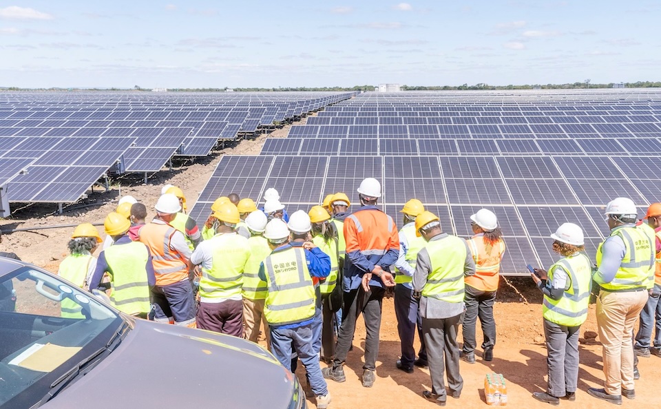 A team of technicians at the Chisamba 100MW Solar Project in Zambia. The Project is supplying power to First Quantum Minerals, a mining company whose shareholding includes the Jiangxi Copper Company Limited, a Chinese firm. Photo / ZESCO
