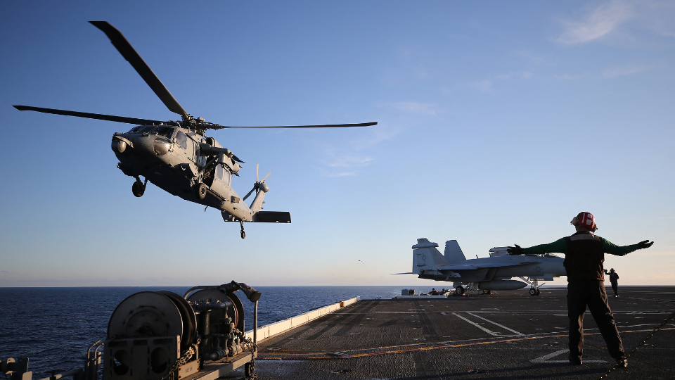         
        
            
            
        
    U.S. Navy Fighter Jet and Helicopter Crash in South China Sea