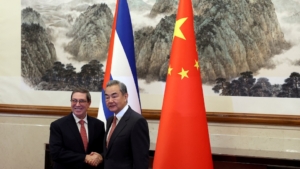 Chinese Foreign Minister Wang Yi and Cuban Foreign Minister Bruno Rodriguez Parrilla