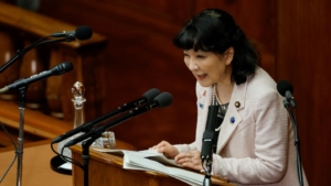 Japan's Finance Minister Satsuki Katayama speaks on the day Japan's Prime Minister Sanae Takaichi delivers her policy speech in the parliament, in Tokyo, Japan, February 20, 2026. She has warned of growing Chinese "coercion" in her first post-election speech to parliament on Friday, pledging to overhaul defence strategy. REUTERS/Kim Kyung-Hoon