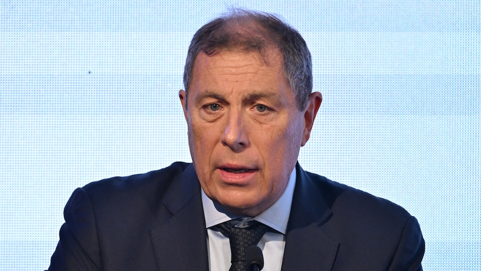 Uruguay's Ministry of Economy Gabriel Oddone speaks during a meeting of Spanish Prime Minister Pedro Sanchez (not depicted) with Spanish businessmen in Montevideo on July 22, 2025. Photo / Santiago Mazzarovich / AFP