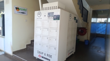 A battery swap station in Nairobi. Falling battery costs could accelerate adoption across Africa, but the Middle East crisis could determine the speed of this adoption. Photo / Njenga Hakeenah / CGSP