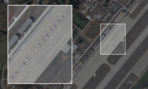 A satellite image shows obsolete Chinese J-6 fighters that have been converted into attack drones, lined up next to the runway at Longtian airbase in China's Fujian Province, March 10, 2026 . PLANET LABS PBC/Handout via REUTERS THIS IMAGE HAS BEEN SUPPLIED BY A THIRD PARTY. MANDATORY CREDIT. ZOOMED-IN PORTION OF IMAGE ADDED BY SOURCE