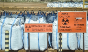 Bags containing a mixture of rare earth elements at the facility of Australian mining firm Lynas in eastern Malaysia's Gebeng on April 8, 2026. Tonnes of packaged rare earth minerals sat ready for shipping with the ambitions of loosening China's grip on supplies of the critical elements. Photo / Arif Kartono / AFP)