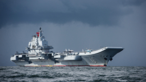A file image of the Chinese aircraft carrier Liaoning. The aircraft carrier sailed through the Taiwan Strait on Monday. Image via Xinhua.