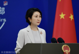 Chinese Ministry of Foreign Affairs Spokesperson Mao Ning at the regular press briefing in Beijing on April 2, 2026. Image via the Chinese Ministry of Foreign Affairs