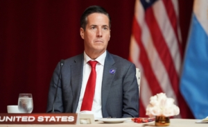 U.S. Senator Bernie Moreno (R-OH) attends a working lunch at the Shield of the Americas Summit at Trump National Doral Miami, in Doral, Florida, U.S., March 7, 2026. Rebecca Blackwell/Pool via REUTERS