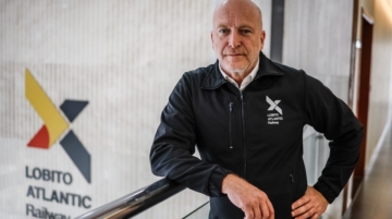 Lobito Atlantic Railway CEO, Nicholas Fournier poses for a photograph in Lobito on April 22, 2026. The Lobito Atlantic Railway (LAR) is a 1,300 km (plus a 450 km DRC extension) rail line and consortium operating a critical freight route connecting the Angola Port of Lobito to the Democratic Republic of Congo (DRC) Copperbelt. (Photo by Phill Magakoe / AFP)