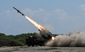 A Japan Ground Self-Defense Force (JGSDF) Type 88 surface-to-ship missile launcher fires during the Joint Task Force (JTF) Maritime Strike, part of Balikatan, the annual joint military exercises between the United States and the Philippines, at Culili Point Sand Dunes, Paoay, Ilocos Norte province, Philippines, May 6, 2026. REUTERS/Noel Celis TPX IMAGES OF THE DAY